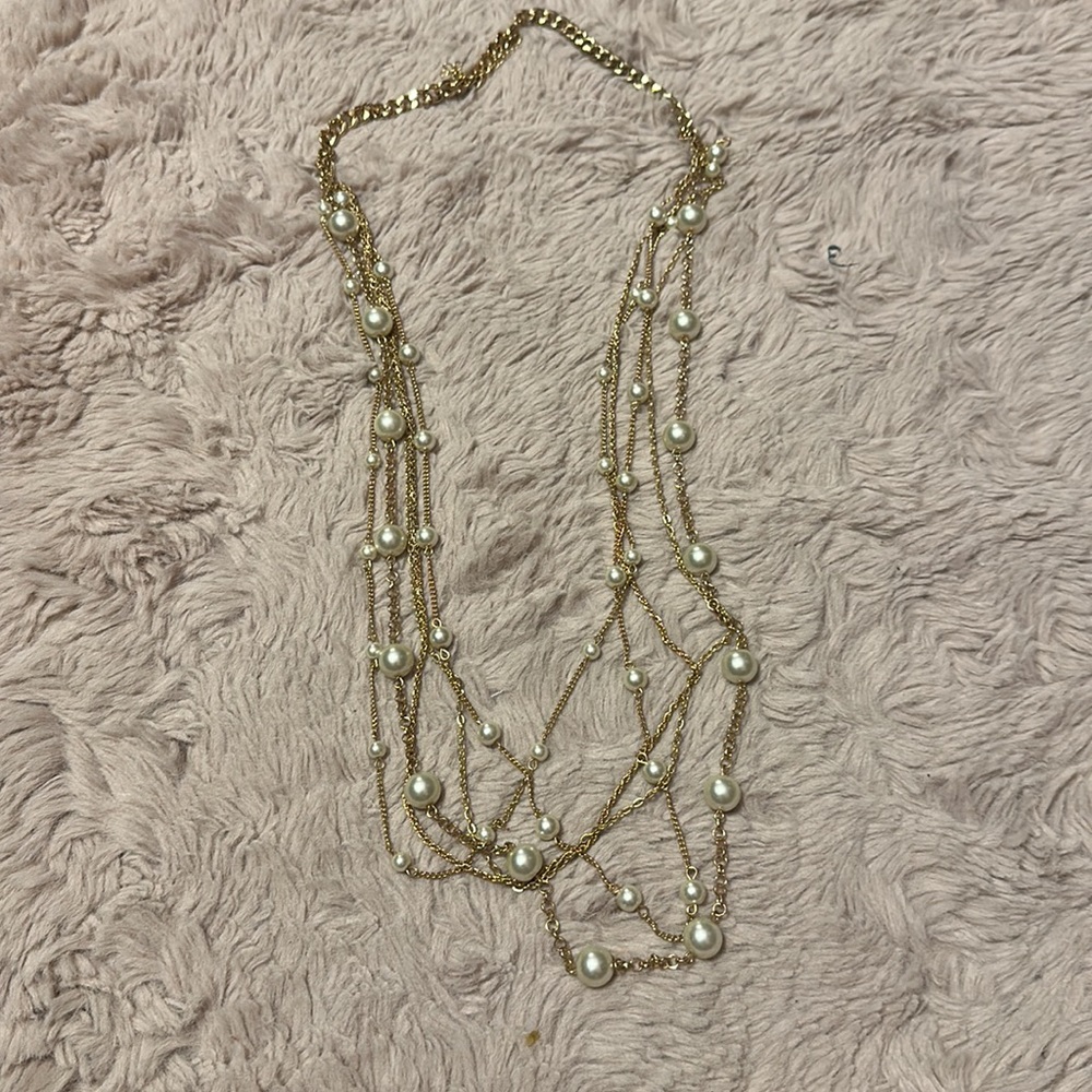 Long gold and pearl necklace - Picture 3 of 3